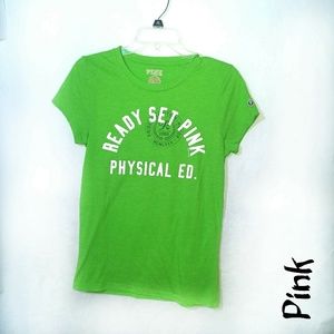 Pink  green "ready set pink physical ed" tee